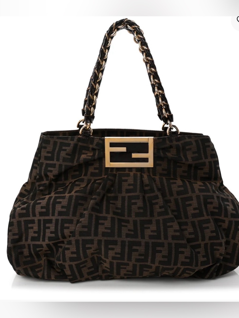 SOLD****Fendi Mia Zucca Canvas Large Brown Tote Bag purse